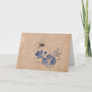 Spinne und Netz mit blauen Blumen Joseph Crawhal Karte