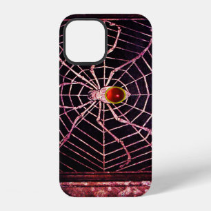 SPINNE UND NETZ Rote Rubine Edelstein Schwarz iPhone Hülle