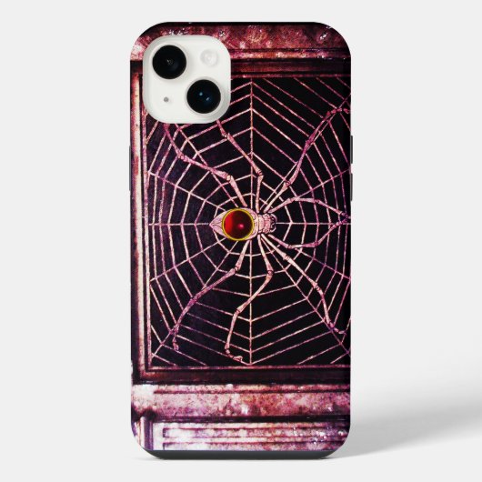 SPINNE UND NETZ Roter Rubin Schwarz iPhone Hülle (Rückseite)