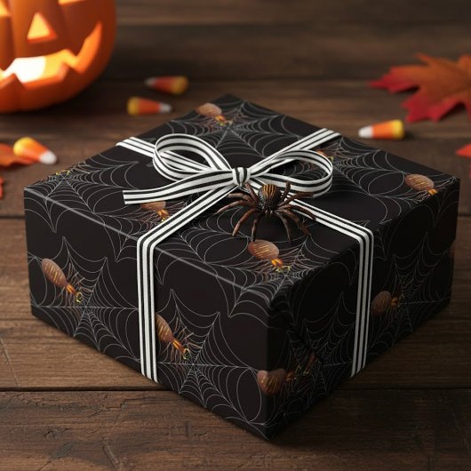 Spinne und Spinnennetz Geschenkpapier