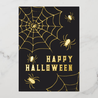Spinne und Spinnennetz Halloween Folien Feiertagskarte
