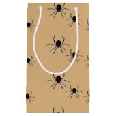 Spinnen auf braunem Muster Kleine Geschenktüte (Vorderseite)