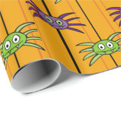 Spinnen auf Orange Halloween Pattern Wrapping Pape Geschenkpapier (Rolleneckpunkt)