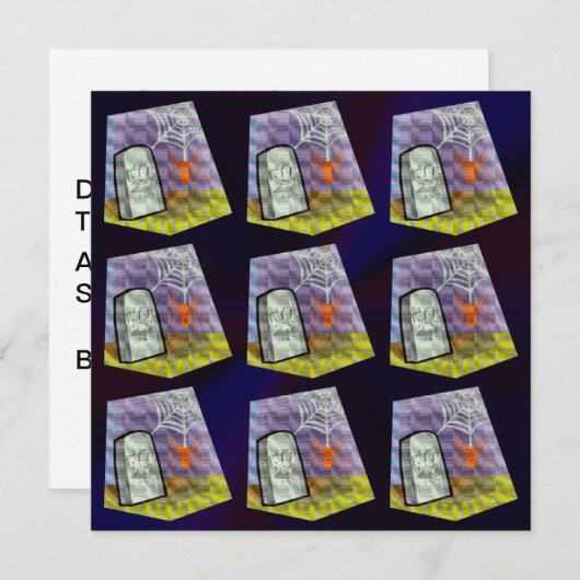 Spinnen aus dem Web und ein RIP Marker Muster Einladung (Vorne/Hinten)