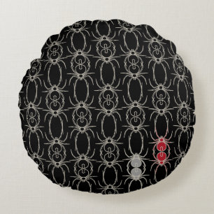 Spinnen - Battschwarz und Knochen weiß Rundes Kissen