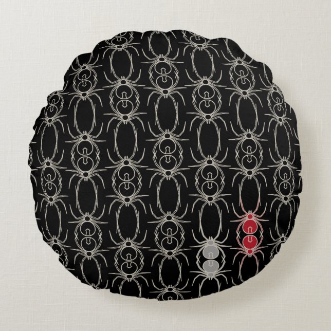 Spinnen - Battschwarz und Knochen weiß Rundes Kissen (Vorderseite)