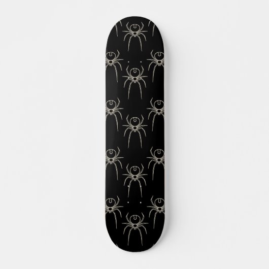 Spinnen - Battschwarz und Knochen weiß Skateboard (Vorne)