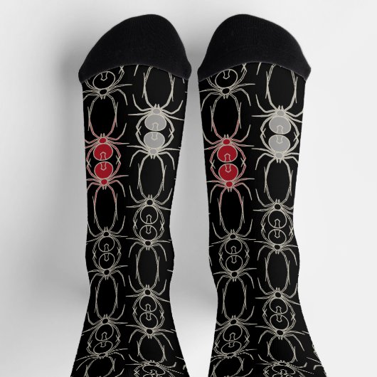 Spinnen - Battschwarz und Knochen weiß Socken (Oben)