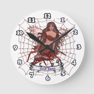 Spinnen-Fee-Uhr Runde Wanduhr