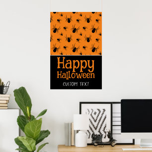 Spinnen Frohes Halloween Schwarzer Orange Benutzer Poster