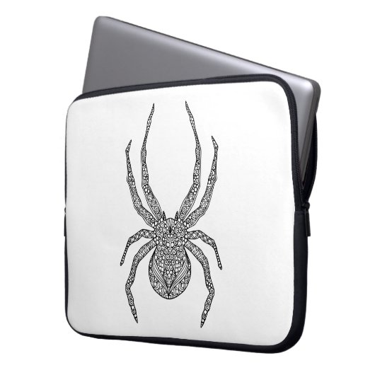 Spinnen-Gekritzel Laptopschutzhülle (Vorderseite Links)
