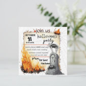 Spinnen | GRABSTEIN | HALLOWEEN-PARTY Einladung (Stehend Vorderseite)