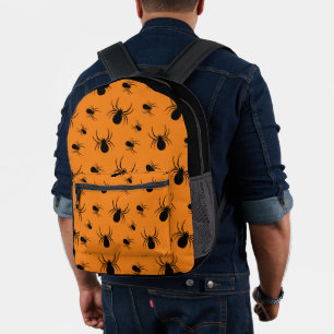 Spinnen Halloween Muster Schwarz und Orange Bedruckter Rucksack