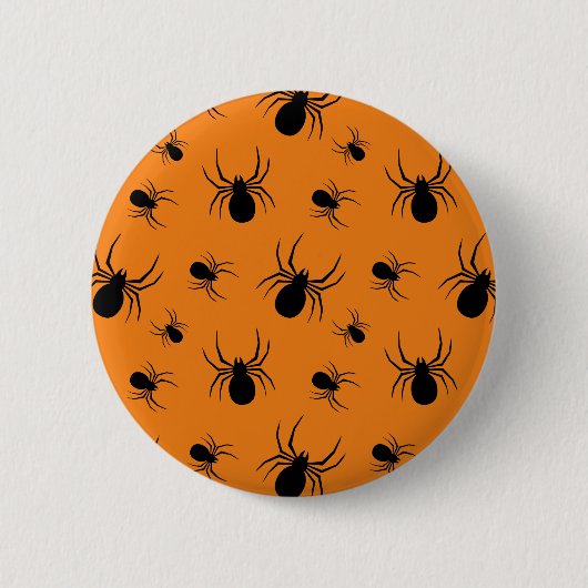 Spinnen Halloween Muster Schwarz und Orange Button (Vorderseite)