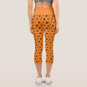 Spinnen Halloween Muster Schwarz und Orange Capri Leggings (Rückseite)