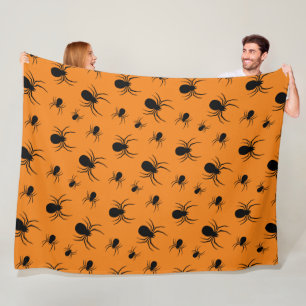 Spinnen Halloween Muster Schwarz und Orange Fleecedecke