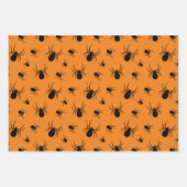 Spinnen Halloween Muster Schwarz und Orange Geschenkpapier Set (Vorderseite)