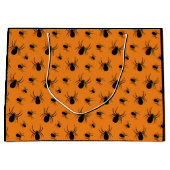 Spinnen Halloween Muster Schwarz und Orange Große Geschenktüte (Vorderseite)