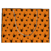 Spinnen Halloween Muster Schwarz und Orange Große Geschenktüte (Rückseite)