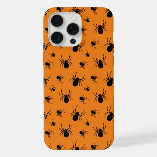 Spinnen Halloween Muster Schwarz und Orange iPhone Hülle (Rückseite)