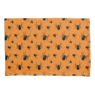 Spinnen Halloween Muster Schwarz und Orange Kissenbezug