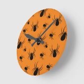 Spinnen Halloween Muster Schwarz und Orange Runde Wanduhr (Winkel)