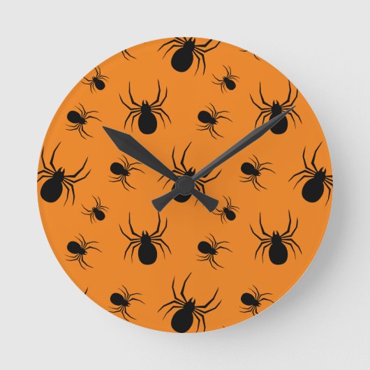 Spinnen Halloween Muster Schwarz und Orange Runde Wanduhr (Vorderseite)