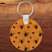 Spinnen Halloween Muster Schwarz und Orange Schlüsselanhänger (Rückseite)