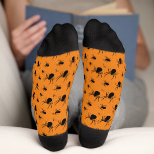 Spinnen Halloween Muster Schwarz und Orange Socken