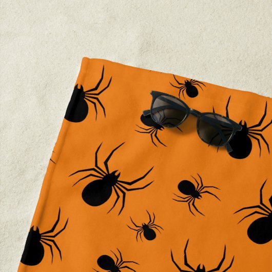 Spinnen Halloween Muster Schwarz und Orange Strandtuch (Beispiel)
