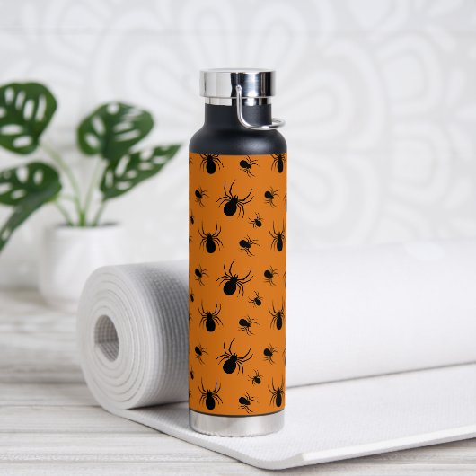Spinnen Halloween Muster Schwarz und Orange Trinkflasche (Yoga)