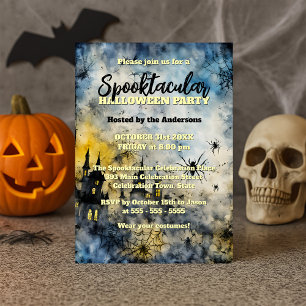 Spinnen-Hexenhaus-Spooktacular-Halloween-Party Einladung