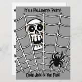 Spinnen im Web mit Schädel Einladung (Vorne/Hinten)