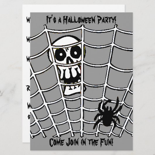 Spinnen im Web mit Schädel Einladung (Vorne/Hinten)