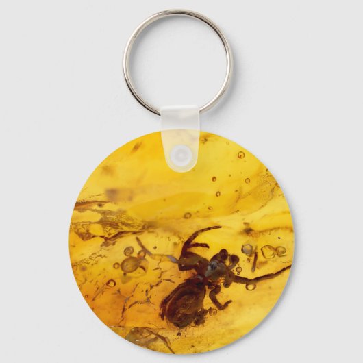 Spinnen in balsigem, gelbem Stein Schlüsselanhänger (Vorderseite)