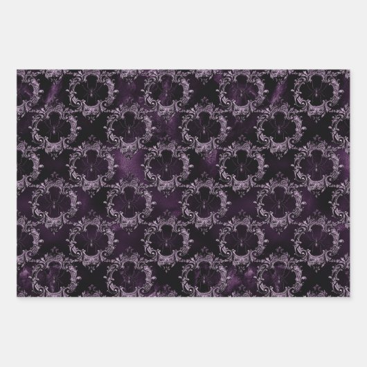 Spinnen in Verzierten Rahmen auf Lila Geschenkpapier Set (Vorderseite 2)