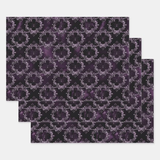 Spinnen in Verzierten Rahmen auf Lila Geschenkpapier Set (Set)