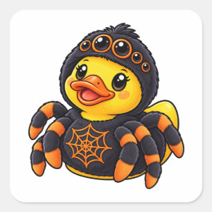 Spinnen-Kostüm-Gummiente Halloween Quadratischer Aufkleber
