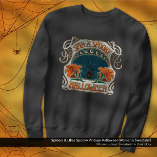 Spinnen & Lilien Gruselige Vintage-Halloween-Frau Sweatshirt