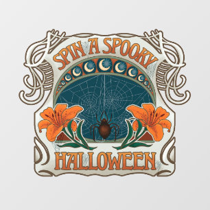 Spinnen & Lilien Gruseliger Halloween Vintage Fensteraufkleber