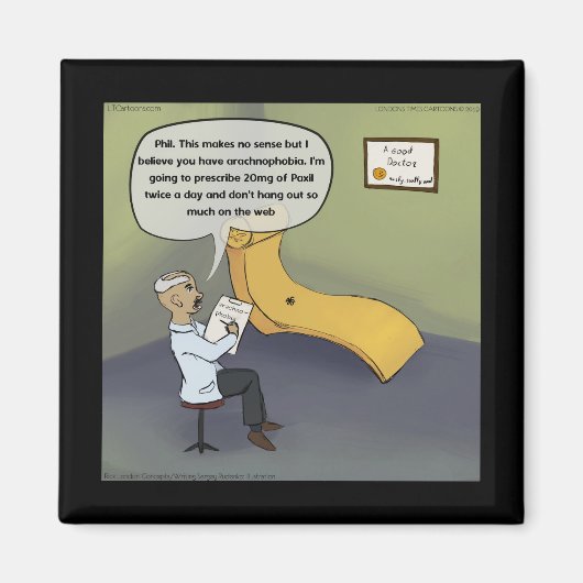 Spinnen mit Arachnophobie Witziges Comic Magnet (Vorne)