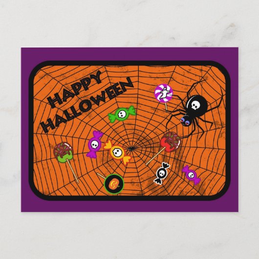Spinnen mit Bonbons Postkarte (Vorderseite)