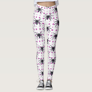 Spinnen mit Lila Punkten Halloween Leggings