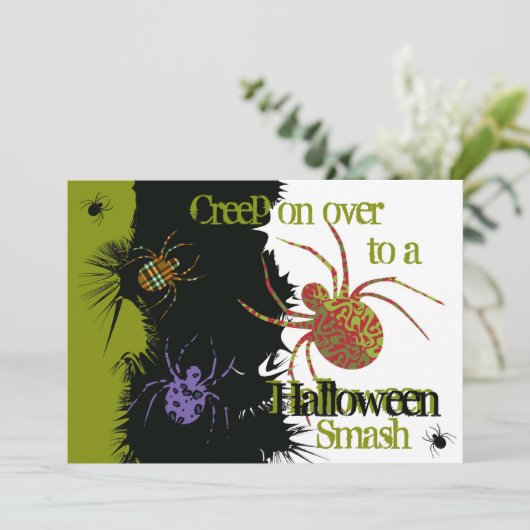 Spinnen 'N Muster Einladung (Stehend Vorderseite)