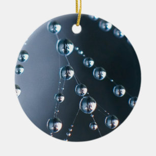 Spinnen-Netz mit Tröpfchen Keramik Ornament
