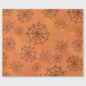 Spinnen-Netz-Orangen-Packpapier Halloweens Geschenkpapier (Flach)