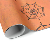 Spinnen-Netz-Orangen-Packpapier Halloweens Geschenkpapier (Rolleneckpunkt)