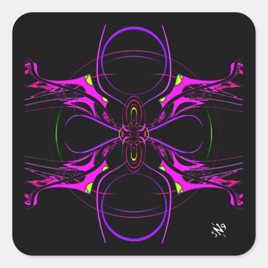 Spinnen-Schmetterling-Raumschiff (Pareidolia) Quadratischer Aufkleber (Vorderseite)