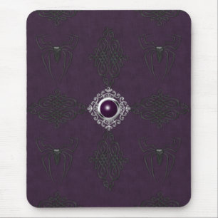 Spinnen u. lila u. silberner gotischer Edelstein Mousepad