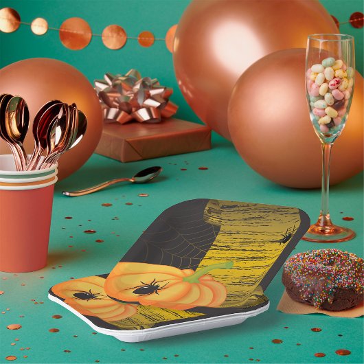 Spinnen und Kürbis Pappteller